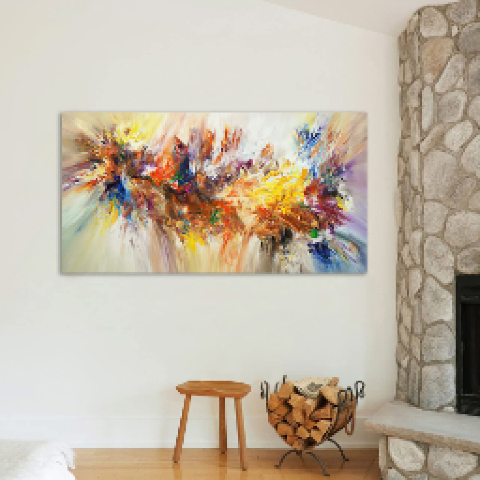 Amazon｜大きな抽象絵画アートカラフルブルームフラワーポスター